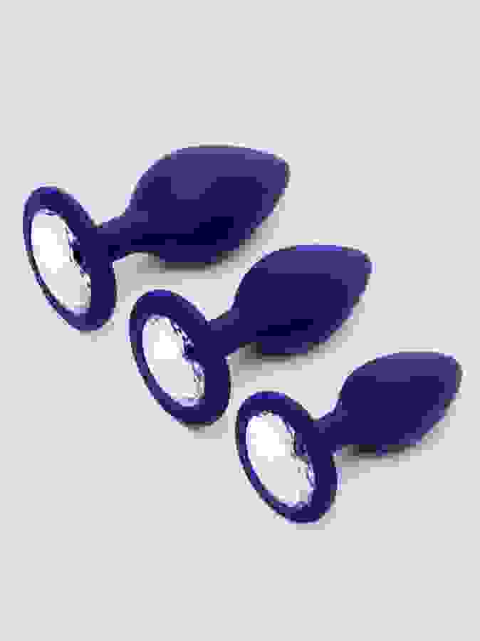 Lovehoney Jeweled Silicone Butt Plug Set , Purple, hi-res